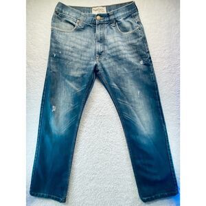 Paper Denim & Cloth Men's 30x28 Straight Leg Distressed Blue Denim Jeans